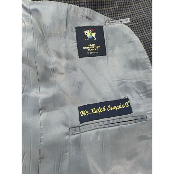 Hart Schaffner Marx Jacket Mens 44 Blue Paid 2 Button Lined - Picture 2 of 9